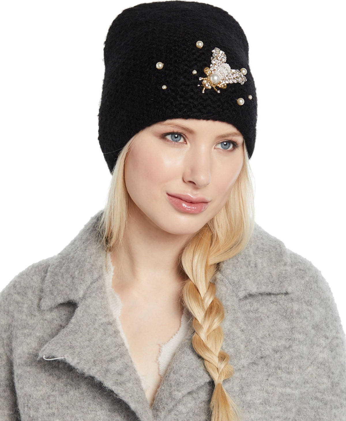 Jennifer Behr Embellished Bee Knit Beanie Hat
