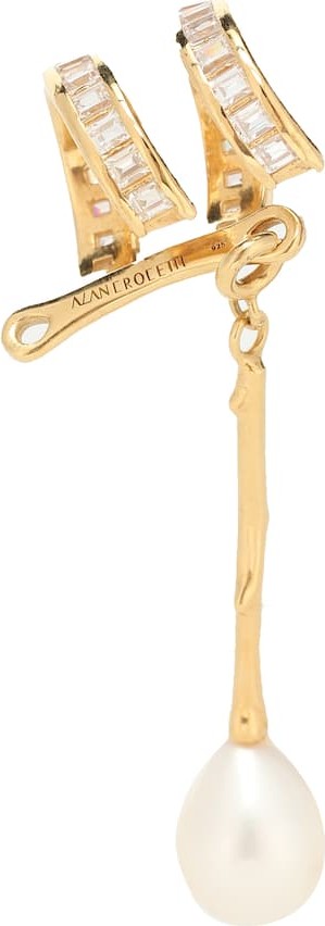 Alan Crocetti Double Spiral cubic zirconia and pearl-embellished ear cuff