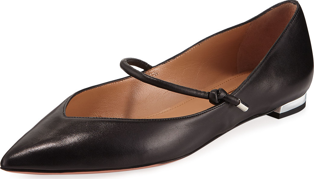 Aquazzura Stylist Leather Mary Jane Ballet Flats