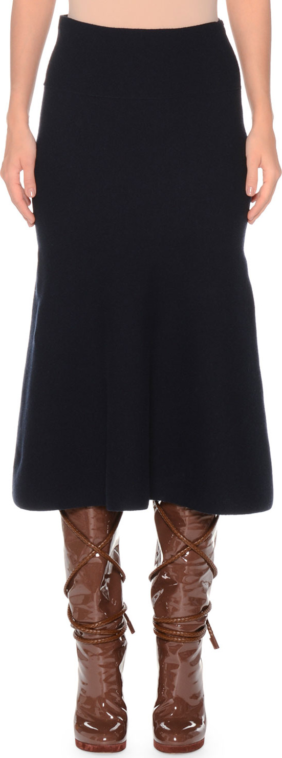 Agnona A-Line Extra Fine Wool-Blend Midi Skirt