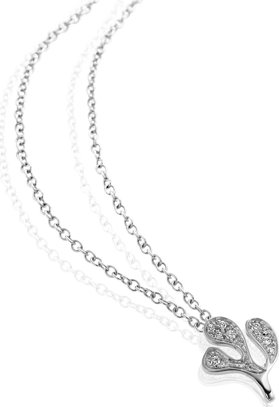 Miseno Sea Leaf Diamond Pendant Necklace in 18K White Gold
