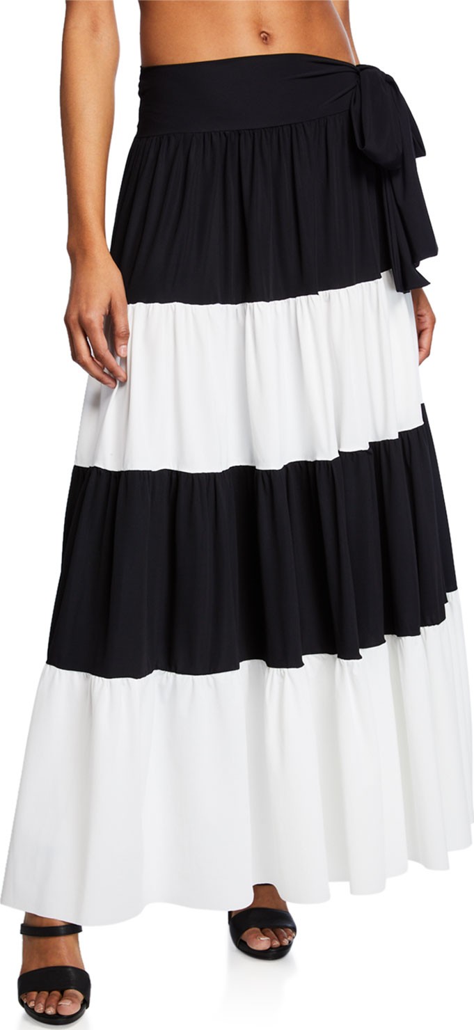 La Petite Robe di Chiara Boni Vittoria Side-Tie Colorblock Maxi Skirt