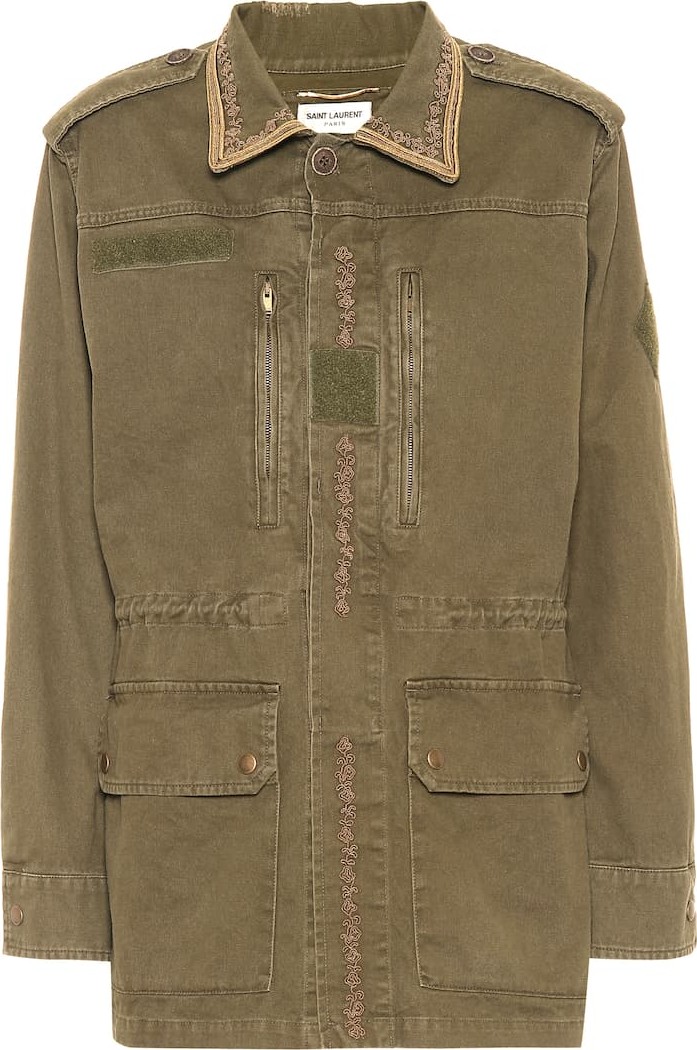 Saint Laurent Embroidered cotton-blend jacket
