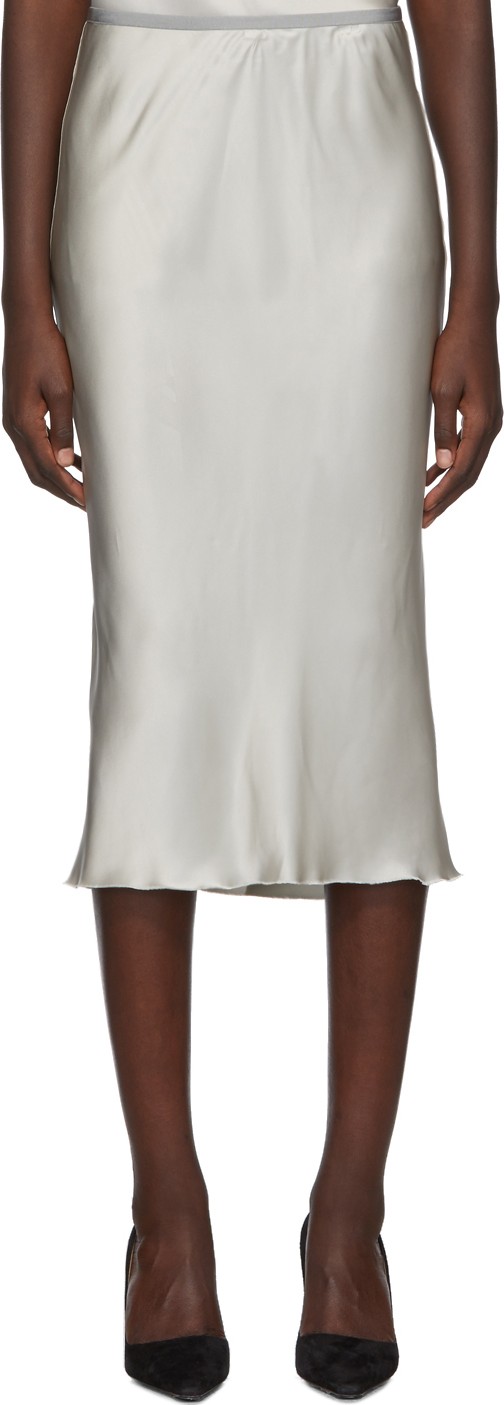 Helmut Lang Grey Double Satin Slip Skirt