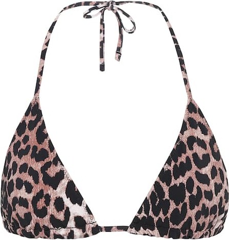 Ganni Leopard-print bikini top