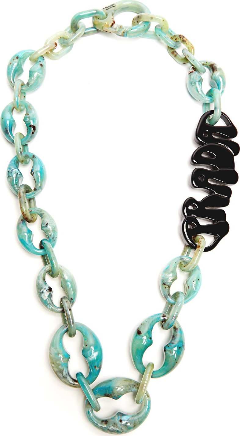 Prada Logo chain-link plexiglass necklace