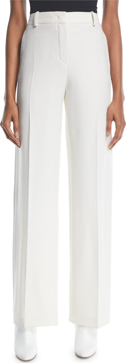 Loro Piana Adam High-Waist Wide-Leg Wool-Silk Pants