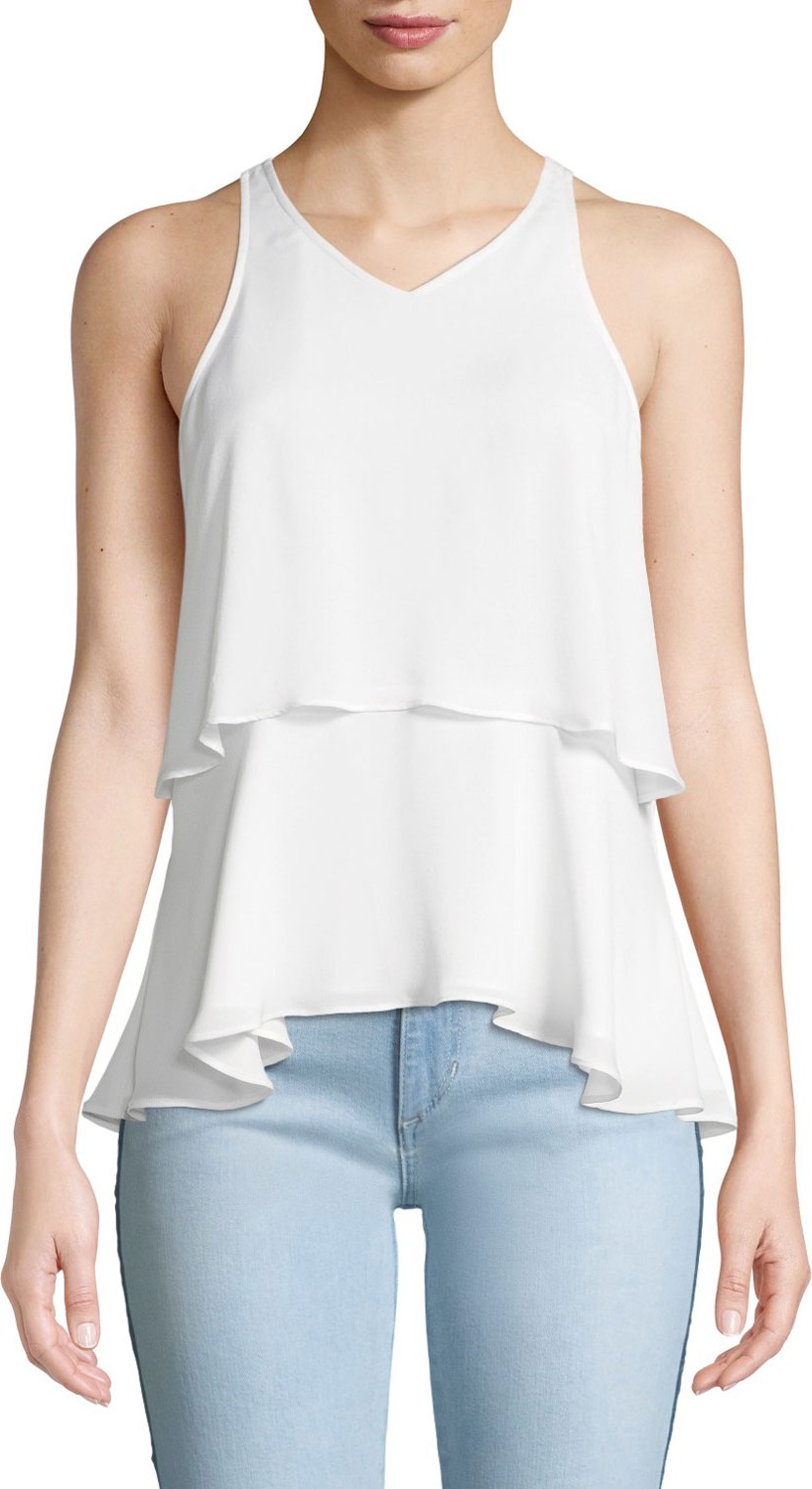 A.L.C. Duran Tiered Silk V-Neck Top