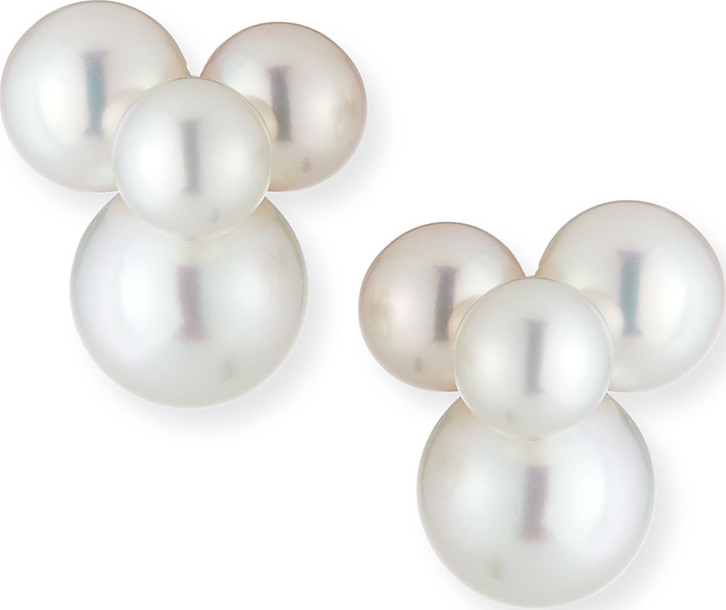 Assael Bubbles South Sea and Akoya Pearl Small Cluster Earrings