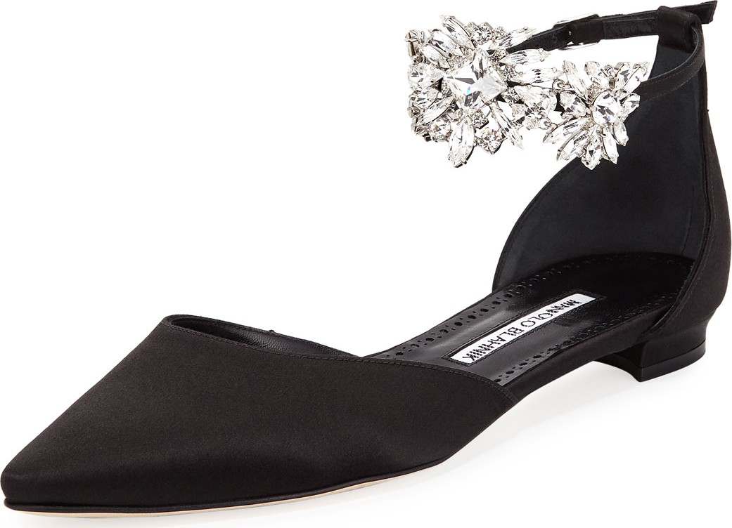 Manolo Blahnik Sicaria Crystal-Embellished d'Orsay Flat