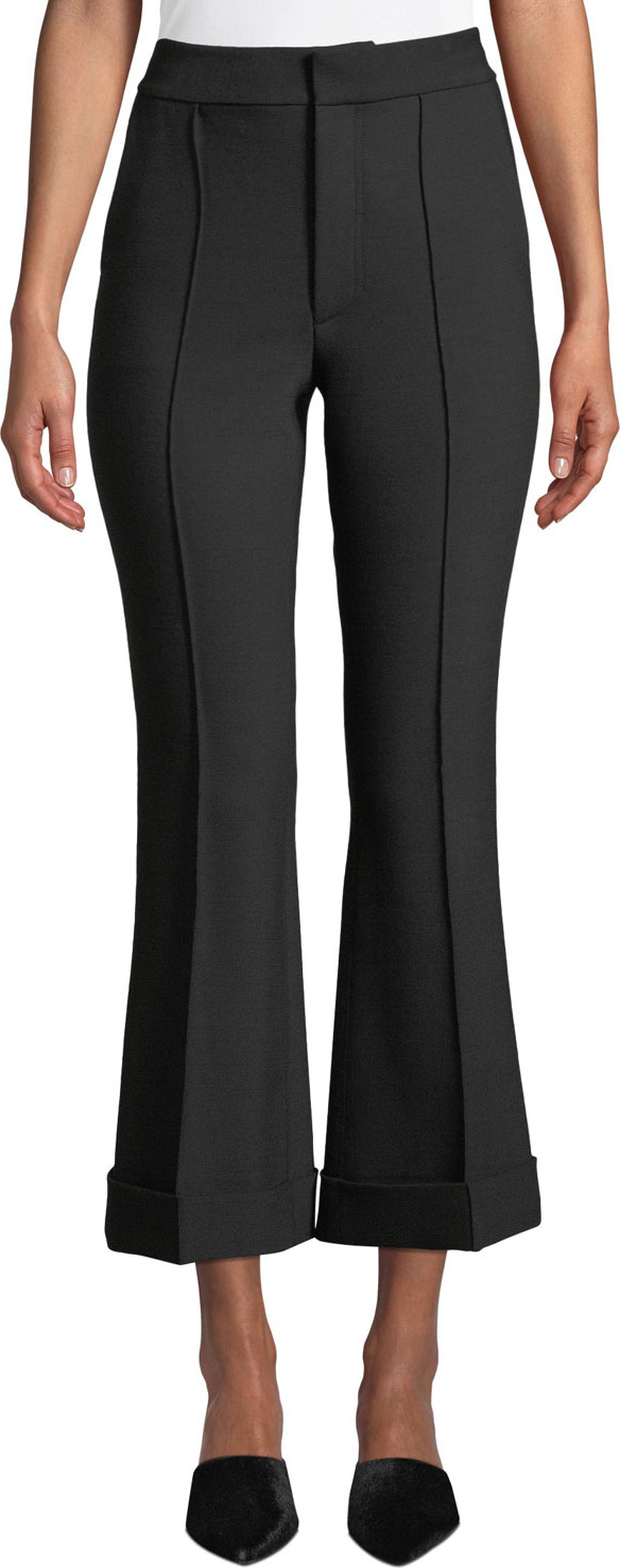 Helmut Lang Spongy Wool-Blend Cuffed Flare-Leg Pants