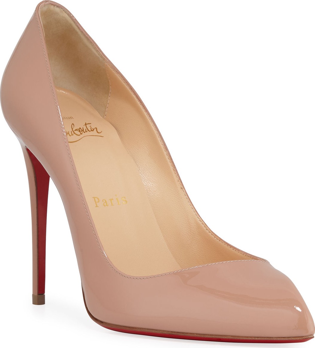 Christian Louboutin Corneille Asymmetric Patent Red Sole Pumps