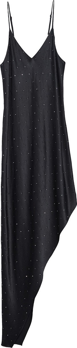 Amiri Asymmetrical Crystal Silk Dress