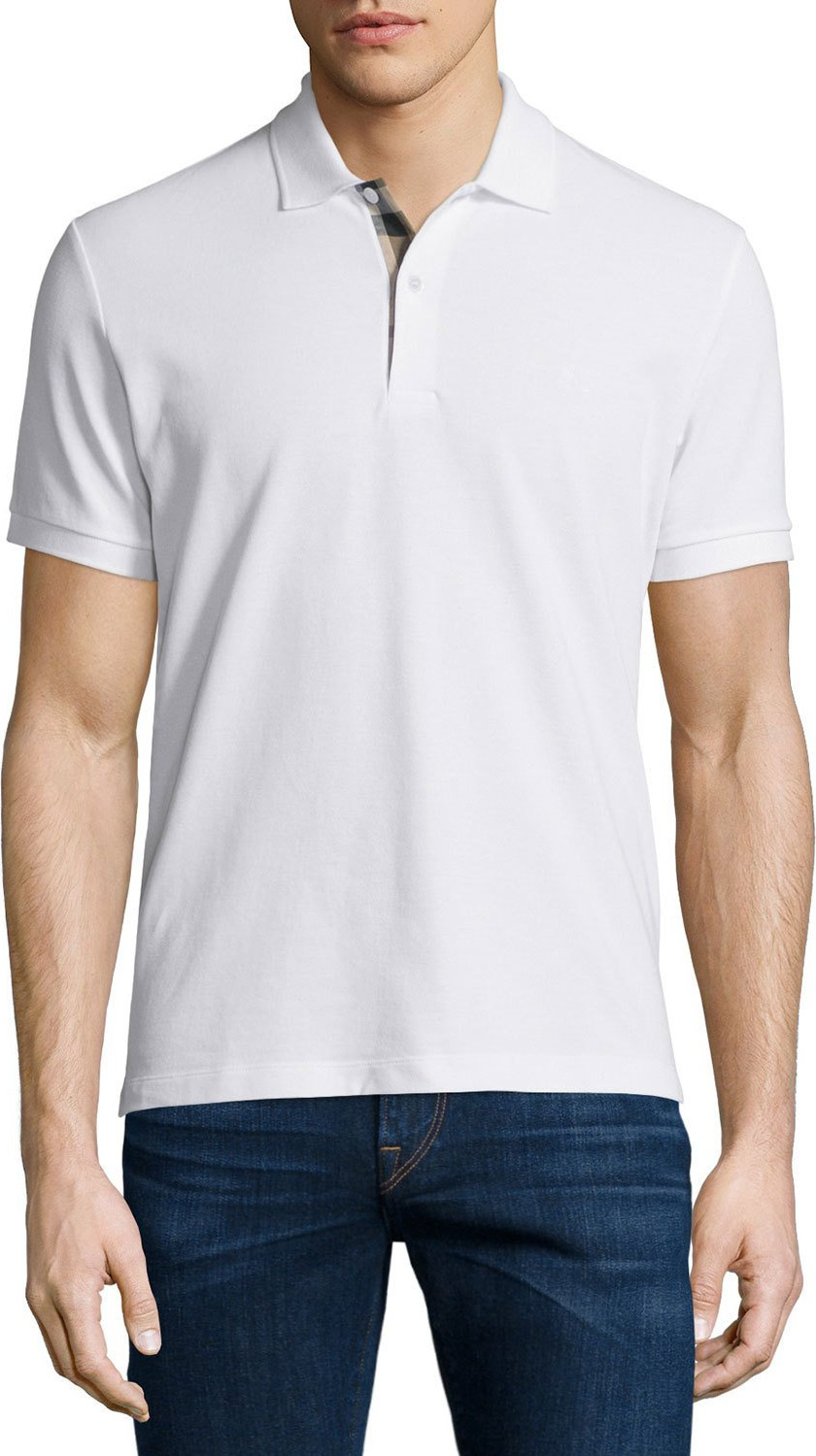 Burberry London England Short-Sleeve Oxford Polo Shirt, White