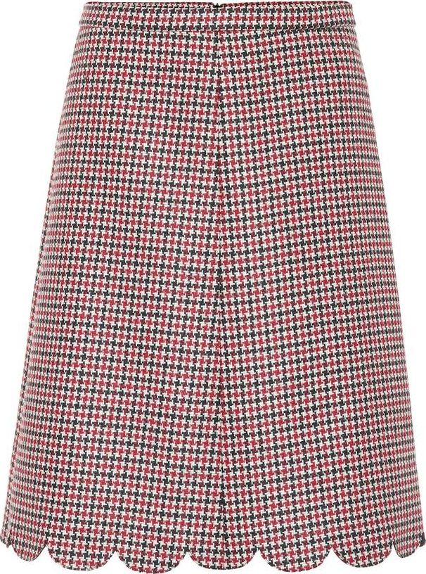 RED Valentino Checked wool and silk-blend skirt
