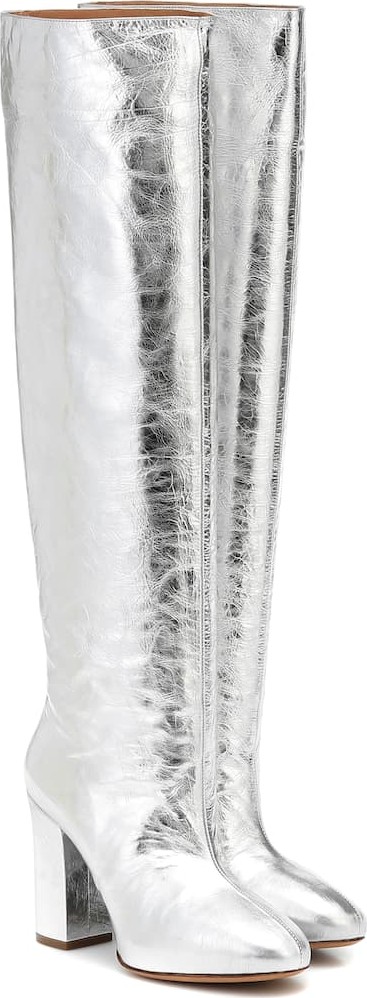 Dries Van Noten Metallic leather over-the-knee boots