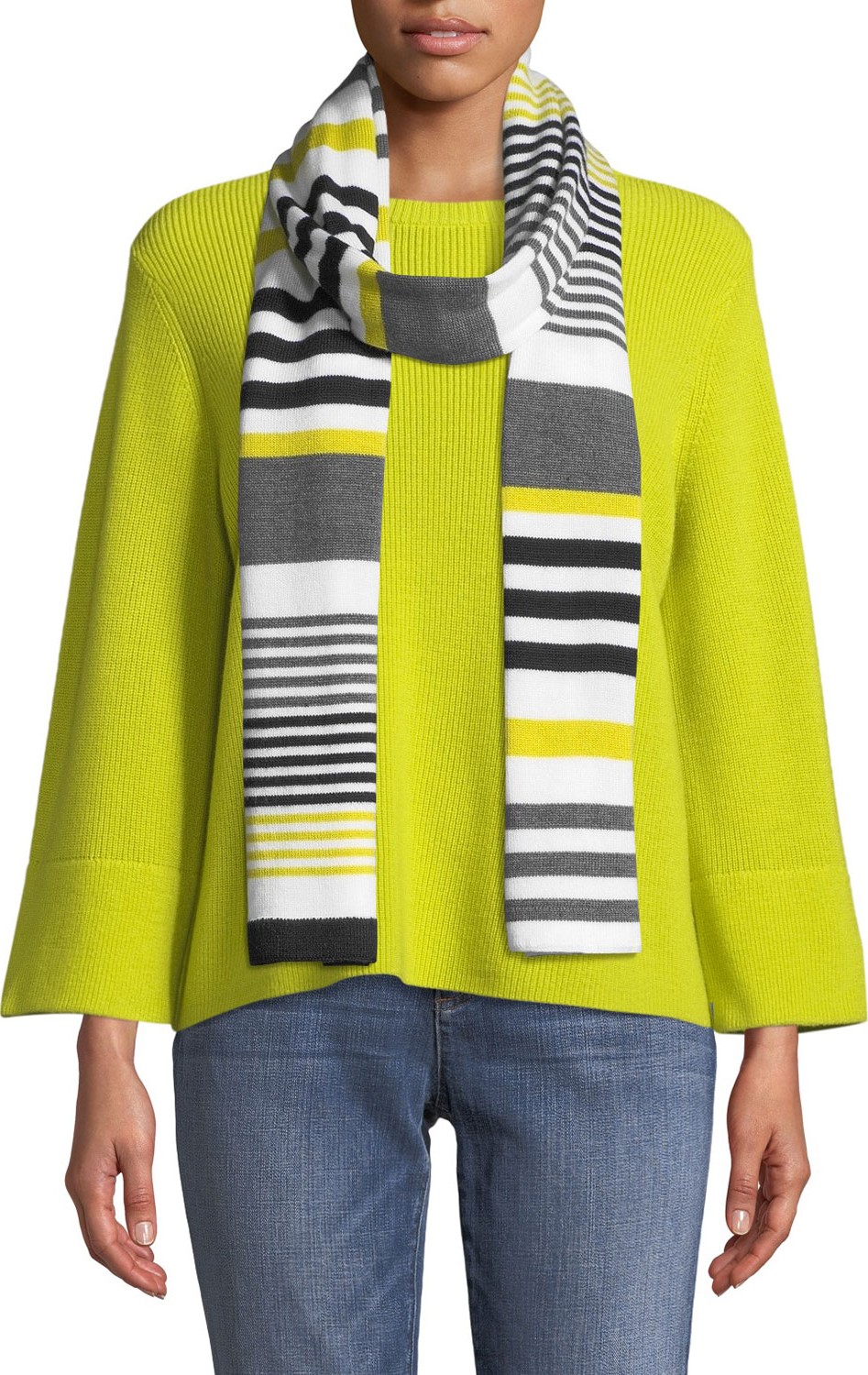 Eileen Fisher Merino Wool Striped Scarf