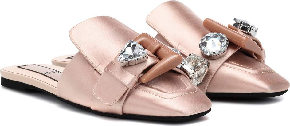 N°21 Embellished satin slippers