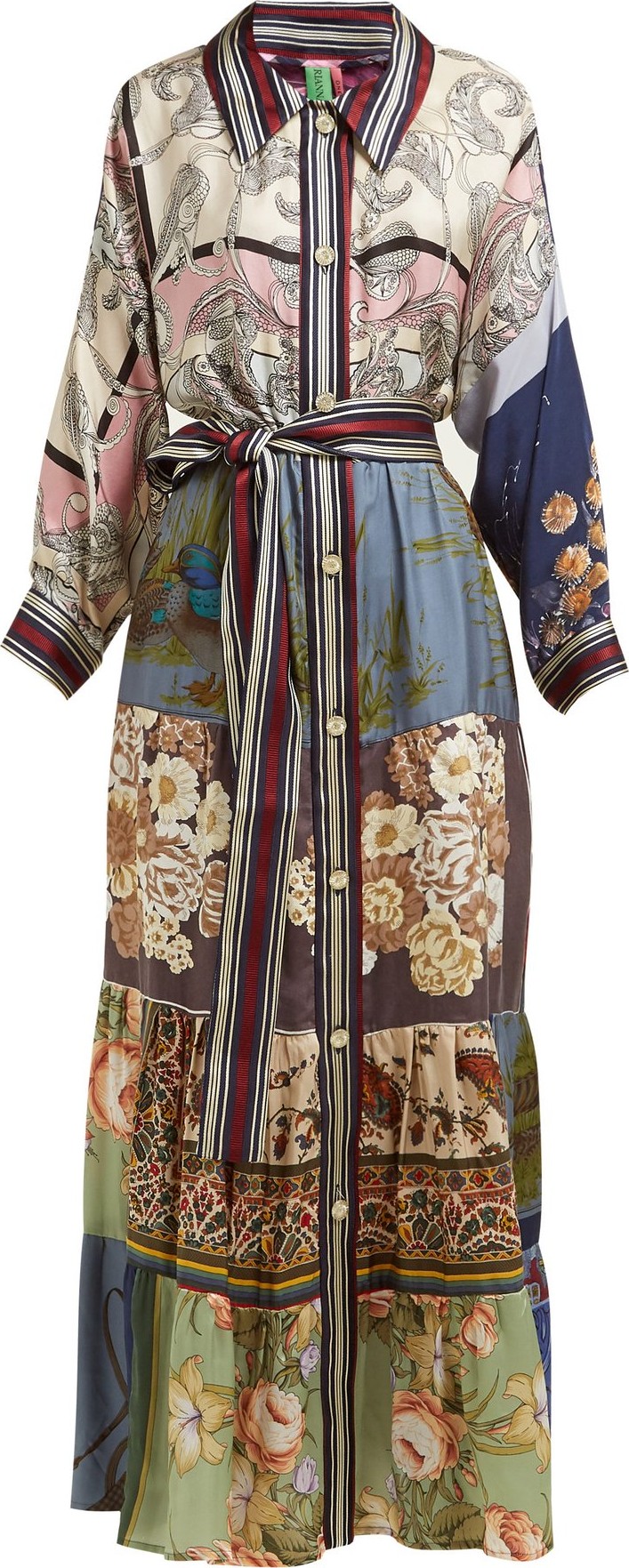 Rianna + Nina Volant tiered-skirt silk shirtdress