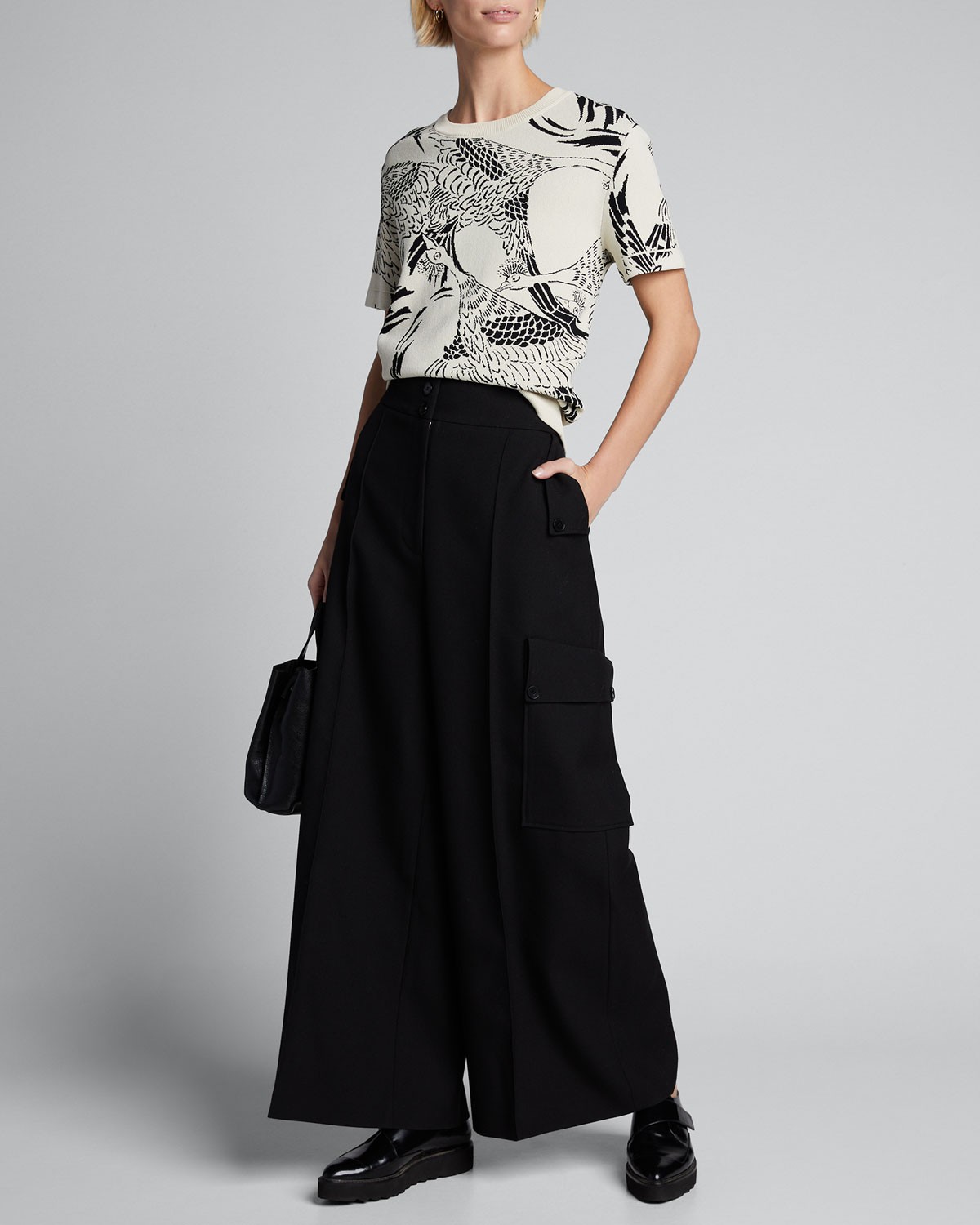 RED Valentino Printed Short-Sleeve Jacquard Top