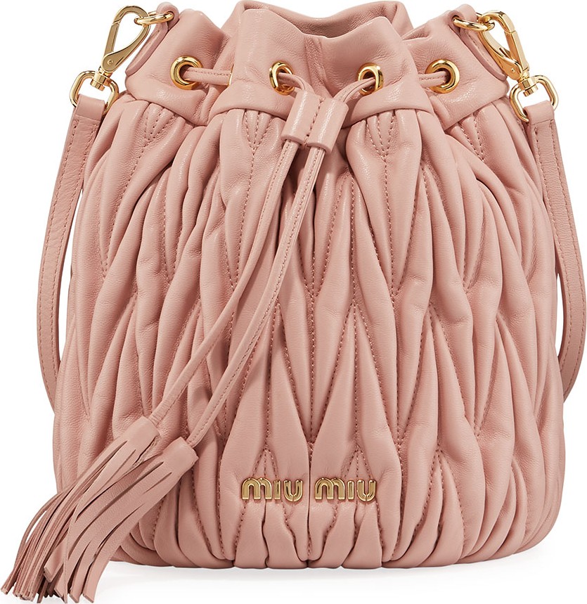 Miu Miu Quilted Leather Drawstring Shoulder Bag