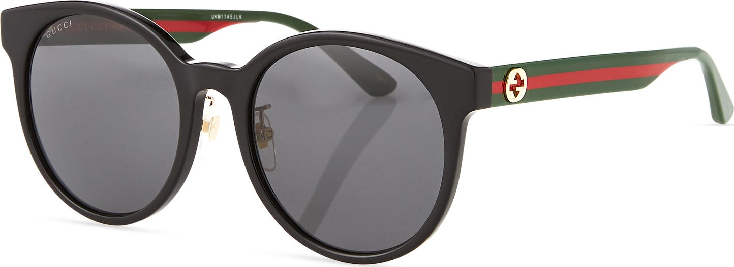 Gucci Round Web-Arms Acetate Sunglasses