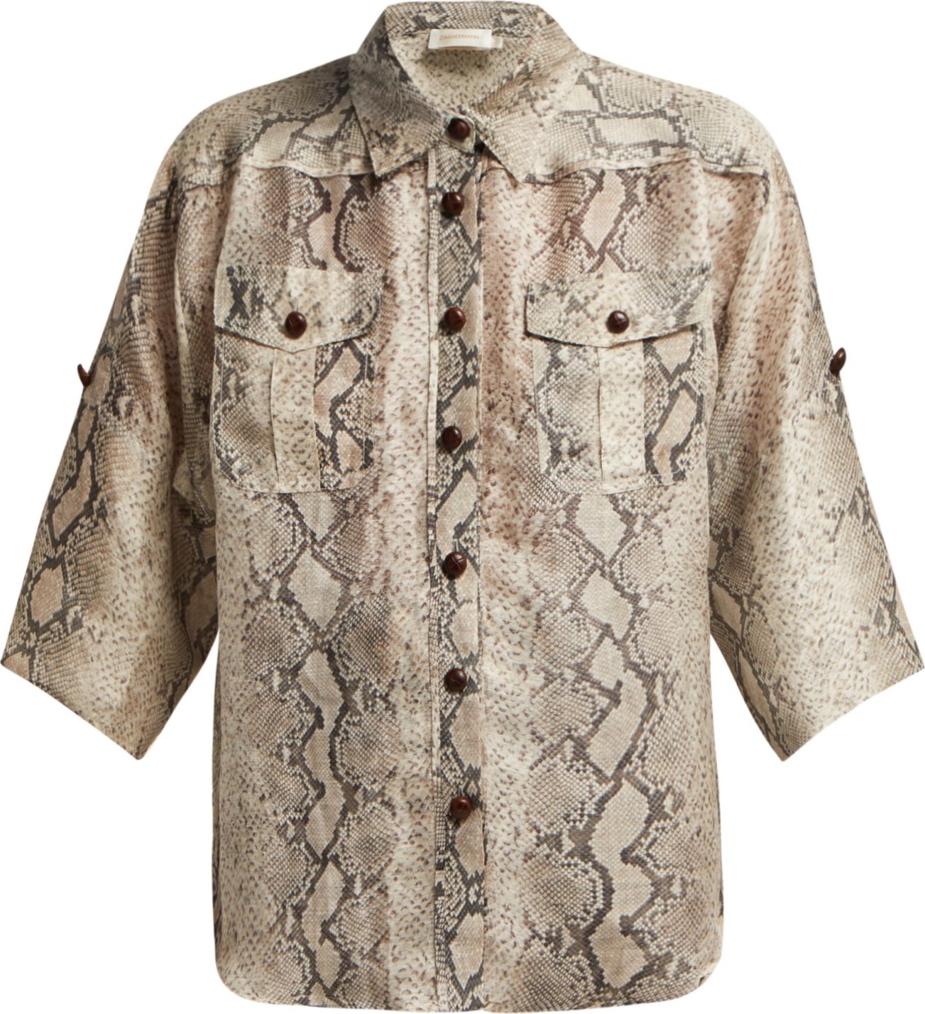 Zimmermann Corsage python-print linen-blend voile shirt