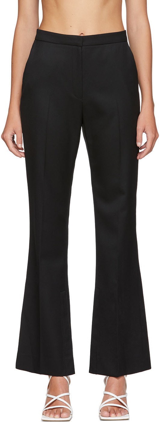 LVIR Black Summer Wool Slit Trousers