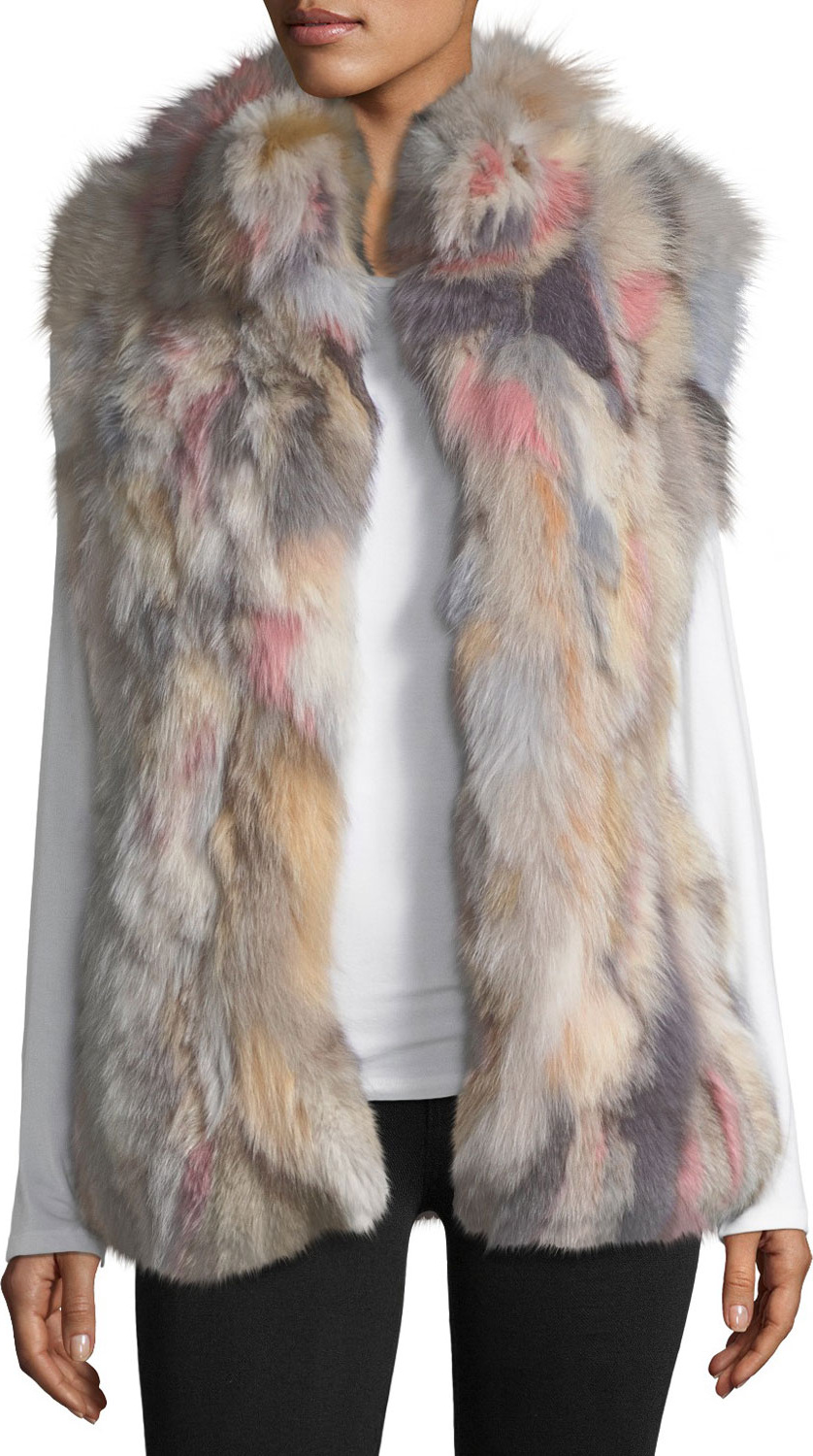 Jocelyn Stand-Collar Fur Vest