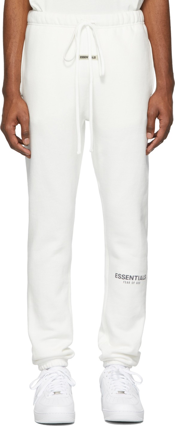 Essentials White Reflective Fleece Lounge Pants