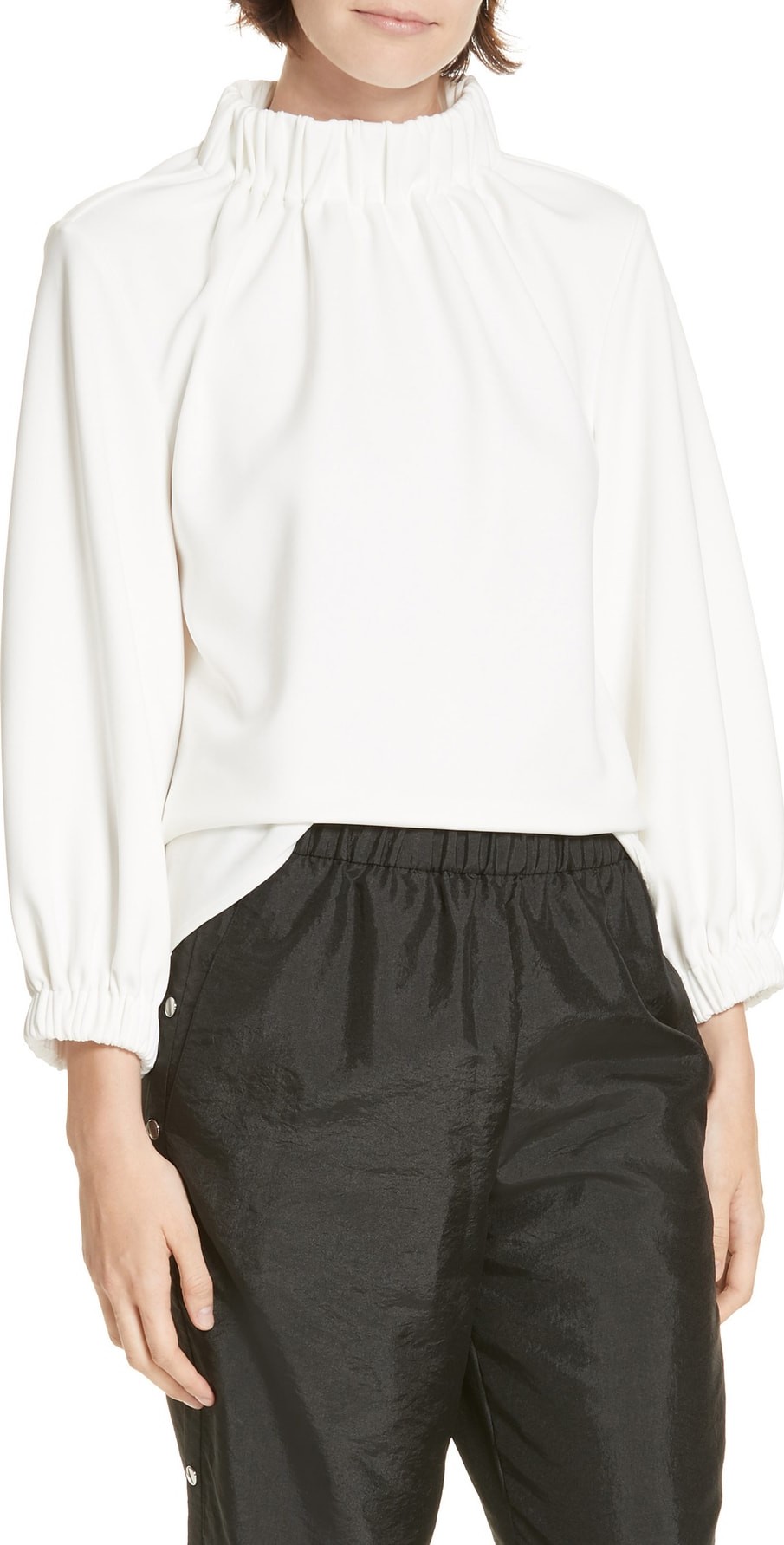 Tibi Shirred Neck Top