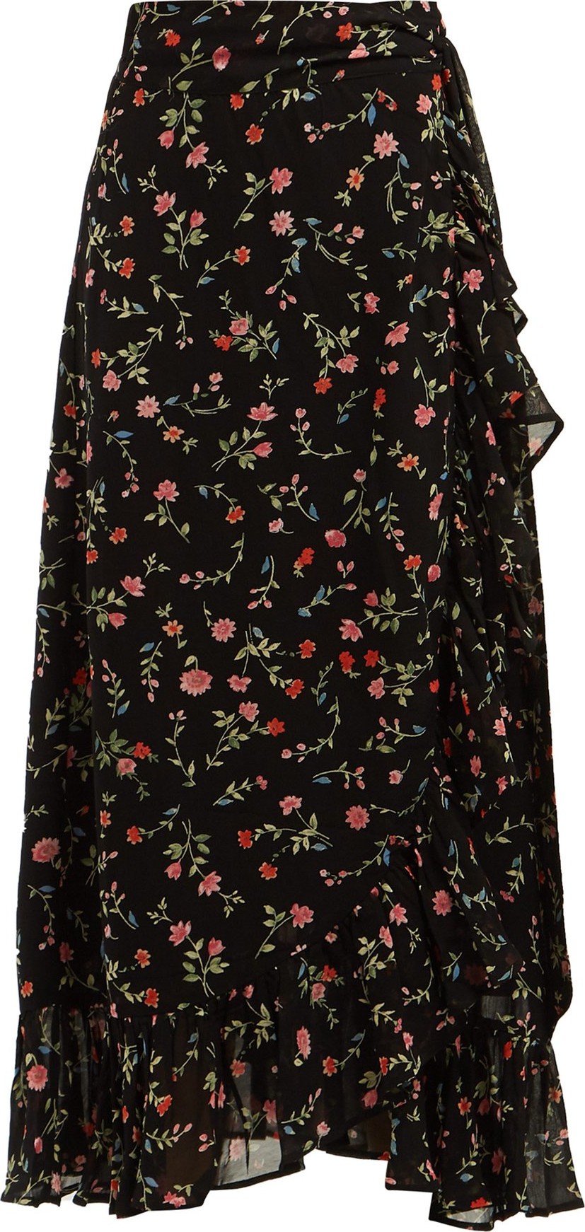 Ganni Elm floral-print georgette wrap skirt