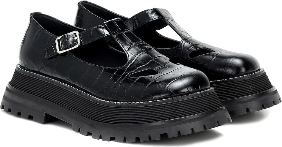 Burberry London England Aldwych croc-effect leather flats