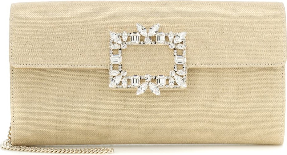 Roger Vivier Envelope linen clutch