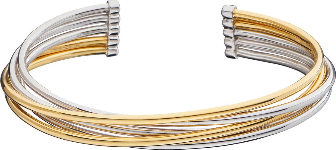 Monica Rich Kosann Silver & 18k Yellow Gold Flex 5-Row Cuff Bracelet