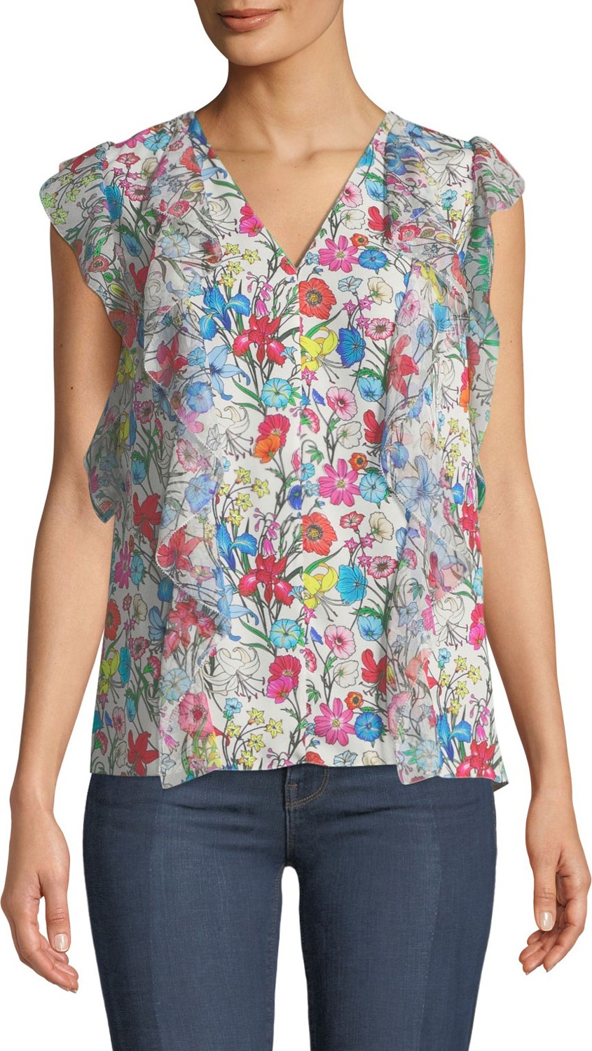 Elie Tahari Dovie Ruffled-Trim Blouse