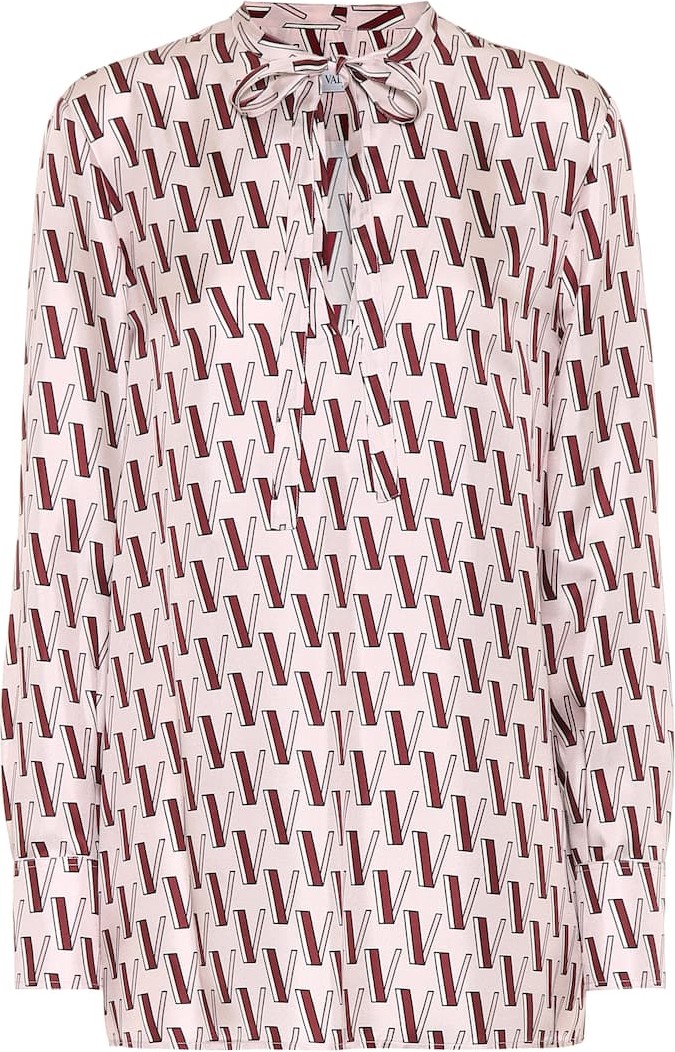 Valentino Logo silk blouse in pink