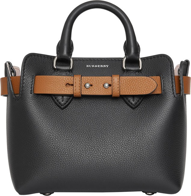Burberry London England Baby Belted Marais Leather Contrast Tote Bag
