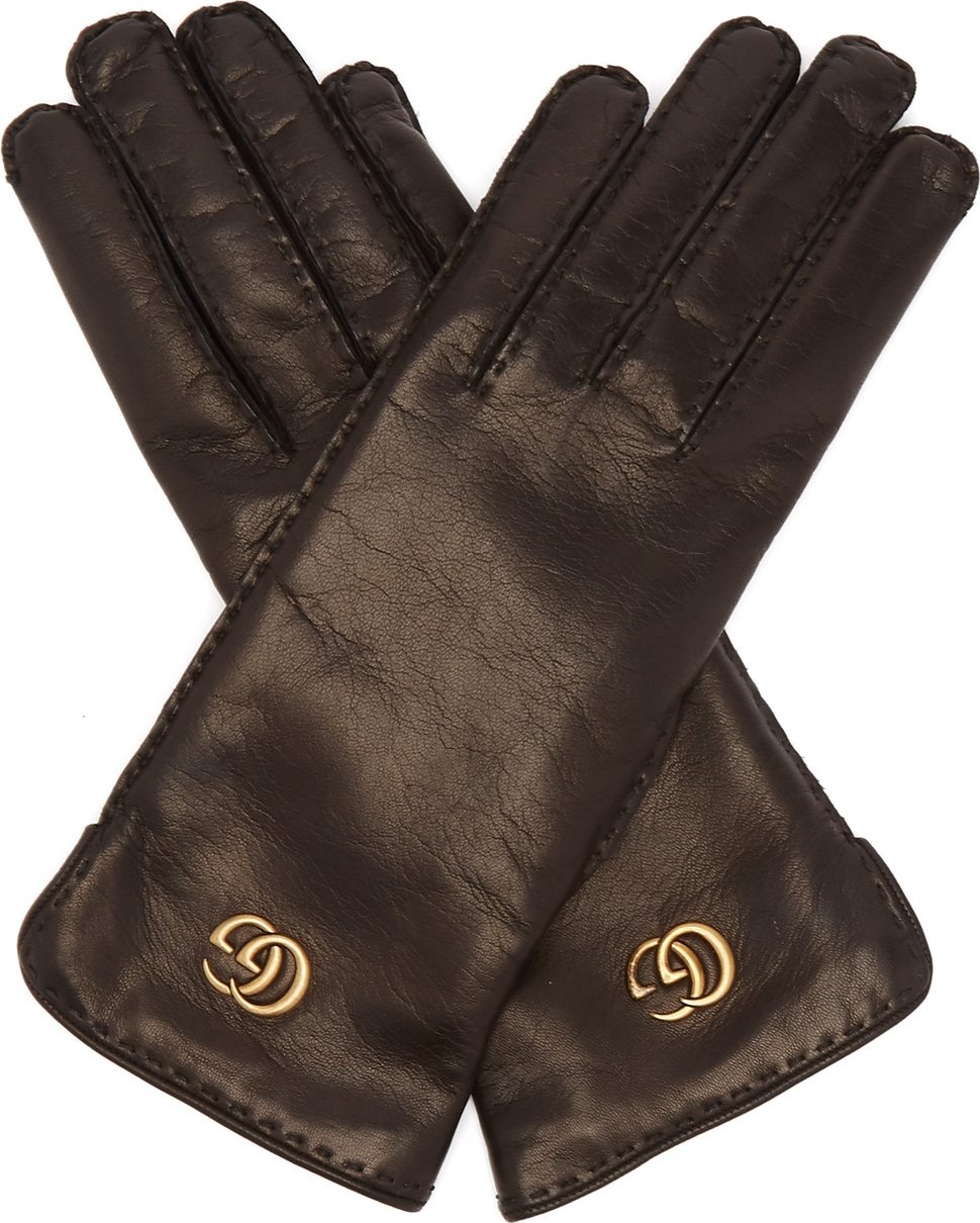 Gucci Logo-plaque leather gloves