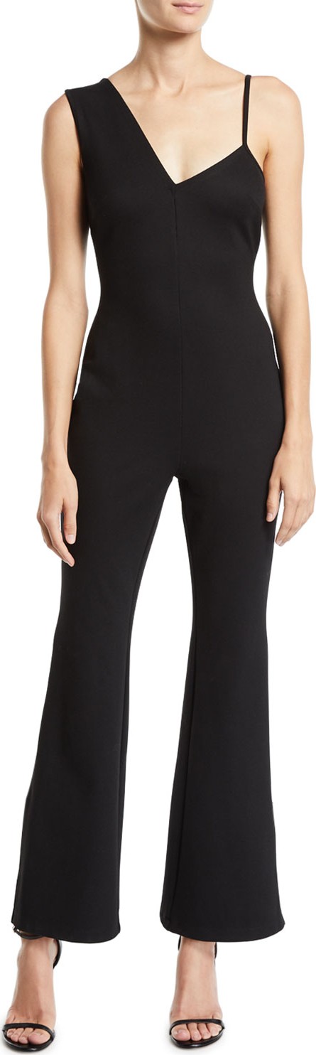 Donna Mizani Pipin Sleeveless Asymmetric Zip-Hem Jumpsuit