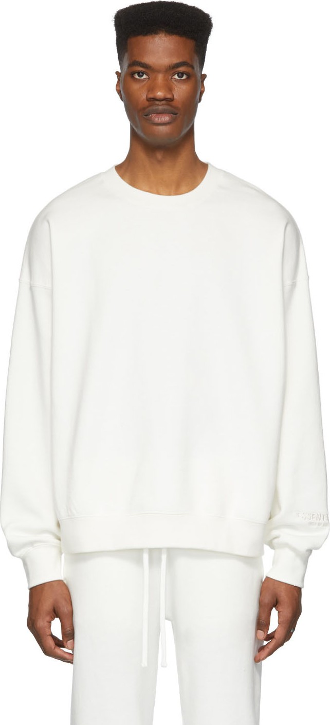 Essentials White Reflective Fleece Sweatshirt