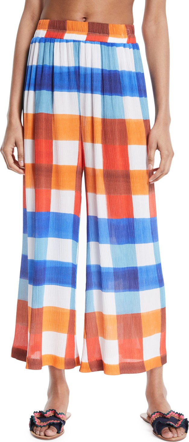 Mara Hoffman Paloma Wide-Leg Check Pants