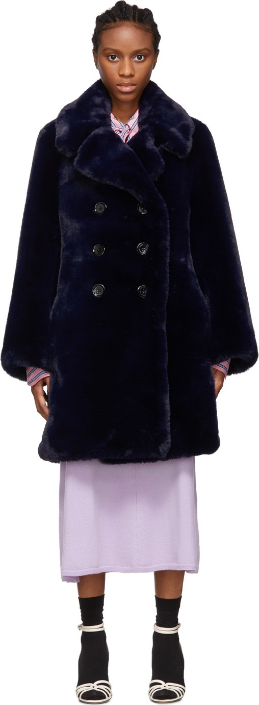 MARC JACOBS Navy Sofia Loves 'The Peacoat' Coat