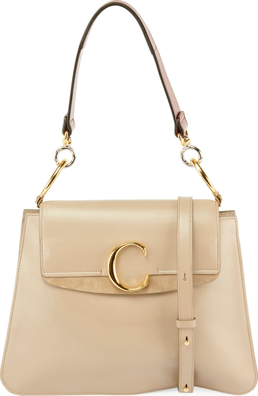 Chloe C Medium Shiny Leather Shoulder Bag