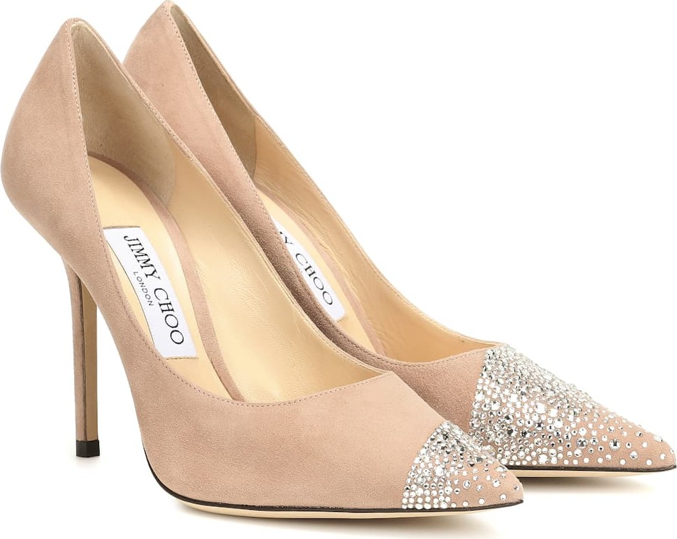 Jimmy Choo Love 100 embellished suede pumps