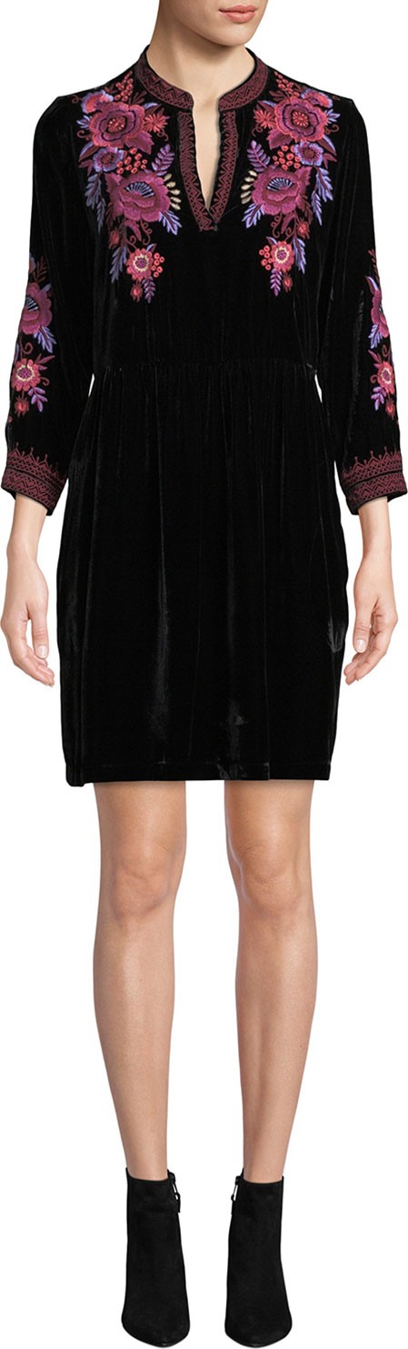 Johnny Was Marcella Embroidered Henley Dress
