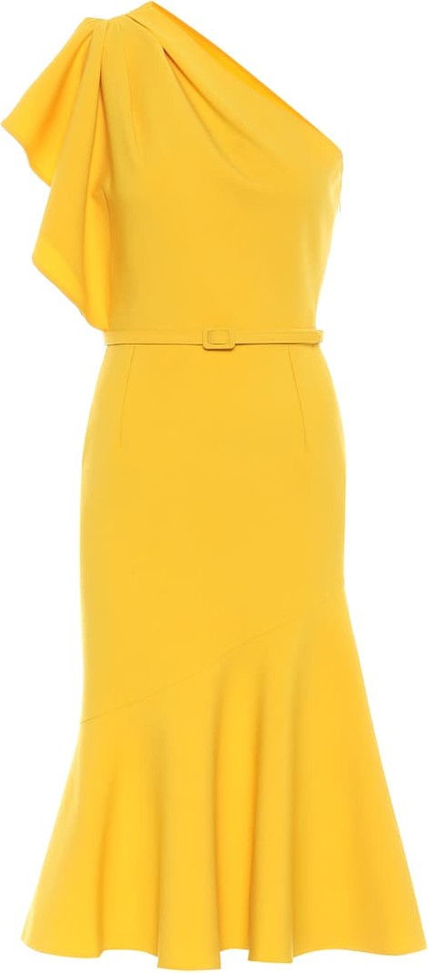 Oscar De La Renta Wool-blend crêpe midi dress