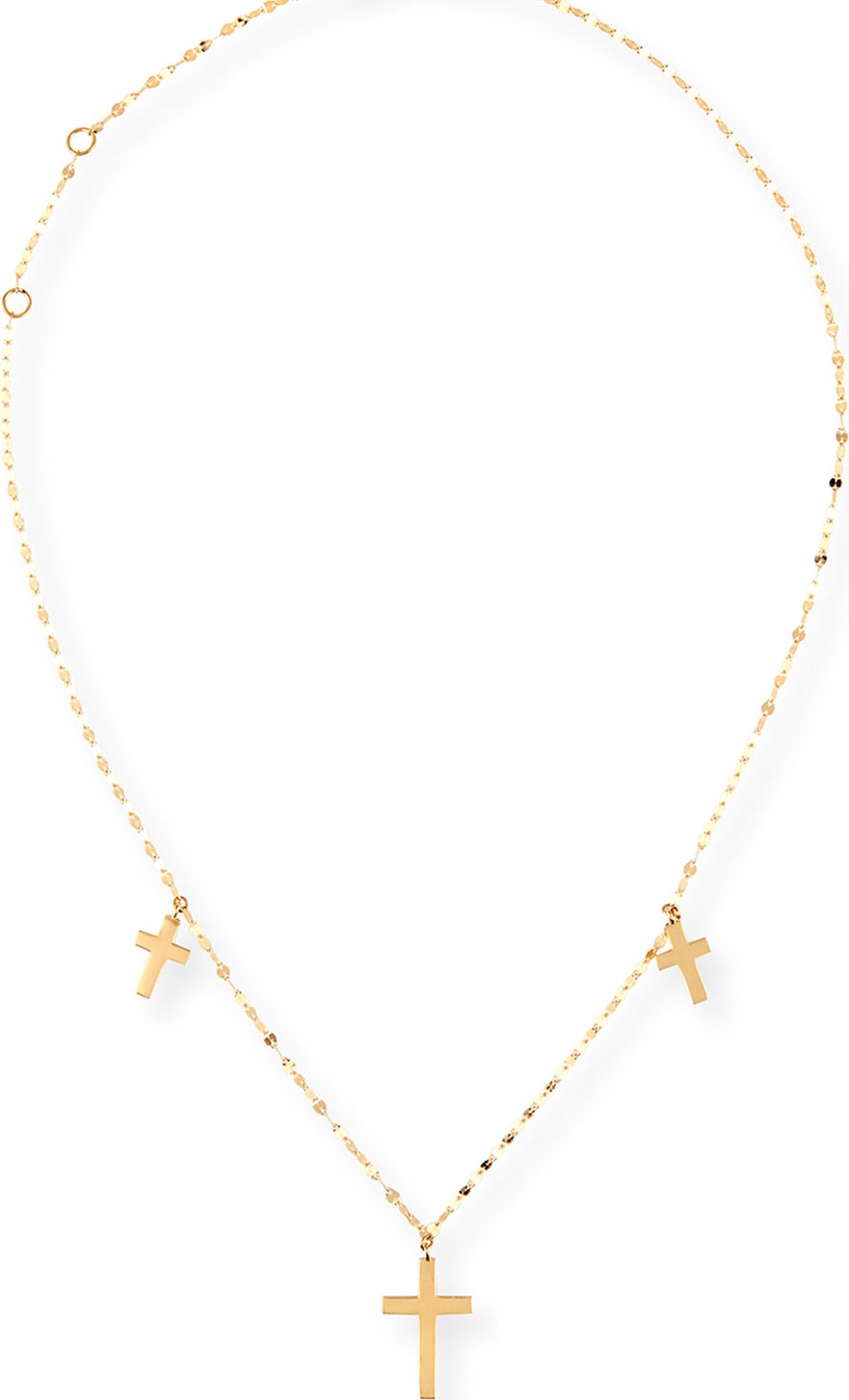 Lana Triple Cross Necklace in 14K Gold
