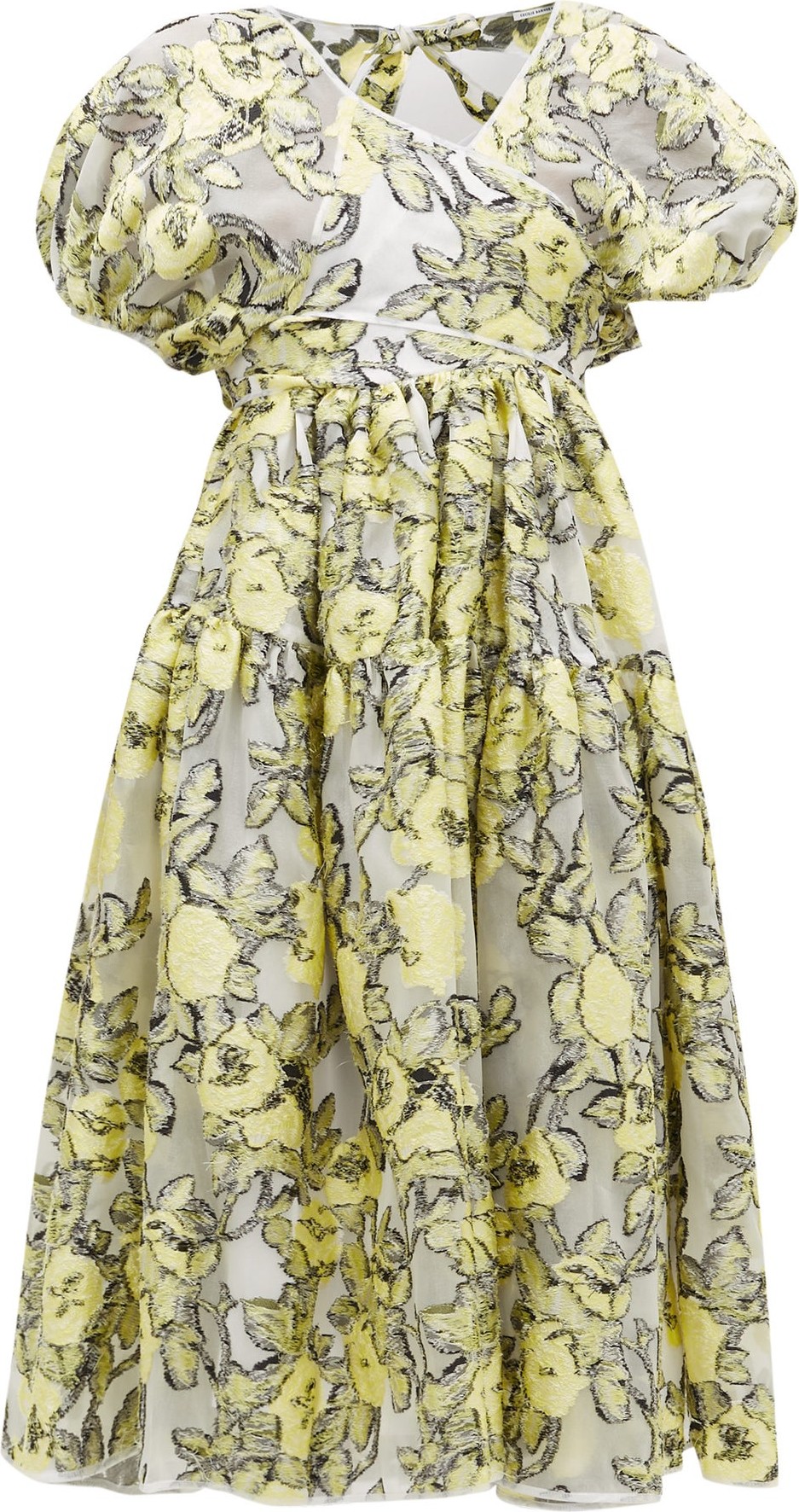 Cecilie Bahnsen Ammi wrap-front floral fil-coupé dress