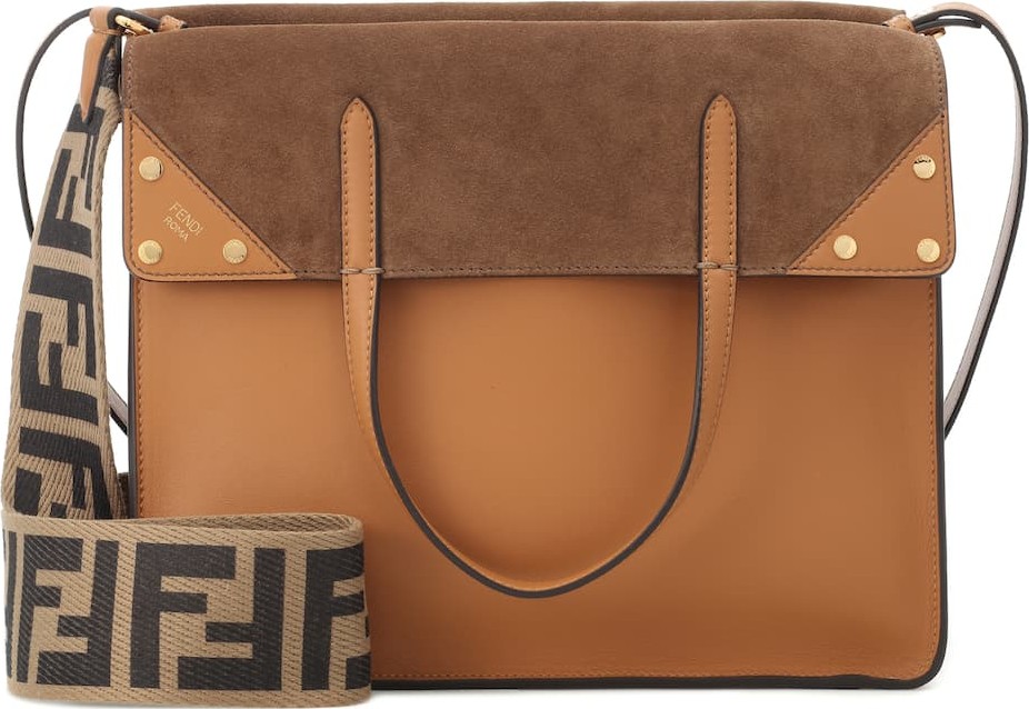 Fendi Flip leather and suede shoulder bag